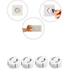 Ymn Çocuk ve Bebek Priz Koruma Aparatı Plastik 4 Lü Set Üçlü-Priz Koruma