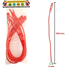 Gutsy Boncuk Plastik Kelepçe 32 cm x 4 mm Kırmızı | 10 Adet Paket | Çözülebilir Çift Delikli Bağ