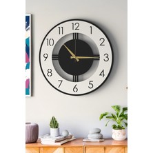 Lupokraft Dekoratif Büyük Boy Ahşap Detaylı Modern Duvar Saati 48CM - Salon Ofis Antre Saati