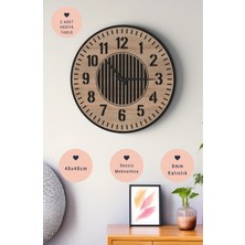Lupokraft Modern Minimalist Dekoratif Duvar Saati - 48 cm Sessiz Akar Mekanizma - Siyah Şık Tasarım 8 mm Ahşap