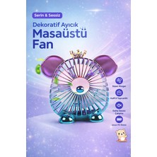 Mo Dou Sevimli Ayıcık Tasarımlı Mini Masaüstü Fan Taşınabilir Sessiz USB Şarjlı Vantilatör 1200MAH