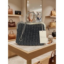 Atlasın Evreni El Örgüsü Çanta Siyah Simli - Standart