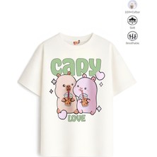 Belya Kids Wear Kız Çocuk Tam Kalıp Bara Tasarım 54 Oversize Tişört