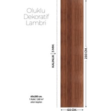 Brano Koyu Kahve Ceviz Desen Duvar Lambiri 60X280 Cm-Kendinden Yapışkanlı