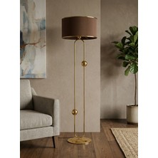 Venüs Nova Sceptrum Gold Metal Lambader | Mavi Gold Şerit Kumaş Başlık Salon Lambası | Ayaklı Aydınlatma