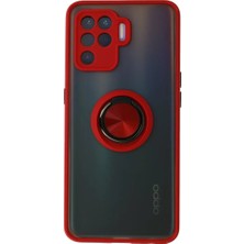 Prativas Reno 5 Lite Kılıf Montreal Yüzüklü Silikon Kapak - Kırmızı