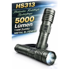 Hasuba HS313 5000 Lümen Şarj Edilebilir Zoomlu Metal El Feneri - 1 Km Menzilli