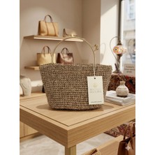 Atlasın Evreni El Örgüsü Çanta Kahve Simli - Standart