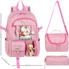 Waddell Kore Kawaii Tarzı Okul Sırt Çantası,günlük Sırt Çantası Termal Beslenme Çantası ve Kalemlik