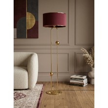 Venüs Nova Sceptrum Gold Metal Lambader | Mavi Gold Şerit Kumaş Başlık Salon Lambası | Ayaklı Aydınlatma
