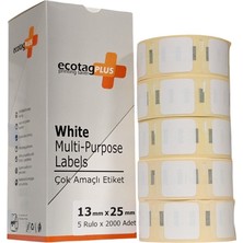 Ecotagplus Dymo Muadili Etiket - 13 mm x 25 mm - 5 x 2000 Adet - Eko Paket - 11353