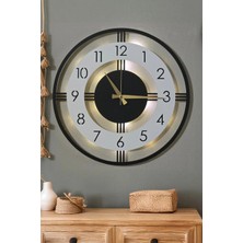 Lupokraft Dekoratif Yeni Modern Mintaka Siyah Beyaz LED Işıklı Ahşap Duvar Saati 48CM