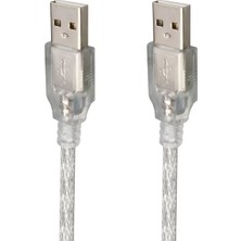 Prativas USB Erkek-Erkek Şeffaf Kablo 5 Metre