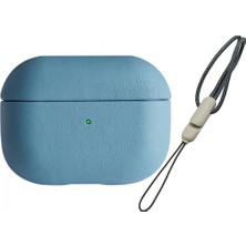 Pileli Store Pilelistore   Airpods Pro 2 (2.nesil) 405 Deri Kılıf - Sierra Blue