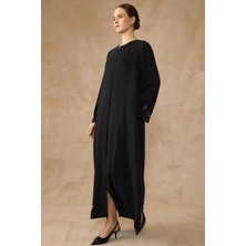 Olcay Kolları Taş ve İnci Desenlii Ferace SİYAH 6846