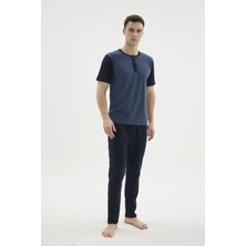 Ang Butik Kocabey 2205 Erkek Battal Midi Yaka Pijama Takım