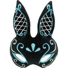 Prativas Siyah Beyaz Simli Tavşan Maskesi