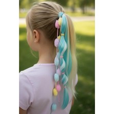 Le Mabelle Mavi Saç Detaylı Ponpon Detaylı Kız Çocuk Lastik Toka