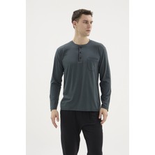 Moda Dua Kocabey BU-26360 Erkek Midi Yaka Battal Pijama Takımı