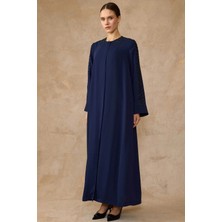 Olcay Önü ve Kolları Dantel Şifon Detaylı Ferace LACİVERT 6847