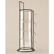 Prativas Standlı Borosilikat 4'lü Fincan Seti