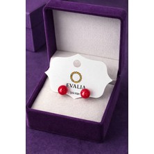 Evalia Kırmızı Inci Küpe Paslanmaz Çelik 10MM