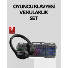 Prativas Set Işıklı Klavye Mouse + Bluetooth 5.2 Kulaklık Paketi