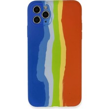 Prativas Iphone 11 Kılıf Ebruli Lansman Silikon - Mavi-Turuncu