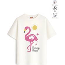 Belya Kids Wear Kız Çocuk Tam Kalıp Flamingo Tasarım 56 Oversize Tişört