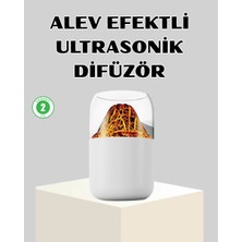 Prativas Ultrasonik Alev Efektli Aromaterapi Difüzörü USB Şarjlı Otomatik Kapanma Özellikli