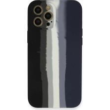Prativas Iphone 12 Kılıf Ebruli Lansman Silikon - Siyah-Lacivert