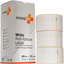 Ecotagplus Dymo Muadili Etiket - 89 mm x 41 mm - 3 x 300 Adet - Eko Paket - 11356