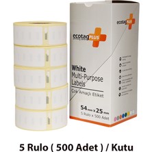 ecotagplus Dymo Muadili Etiket - 54 mm x 25 mm - 5 x 500 Adet -  Eko Paket - 11352