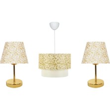 Vivense Evlight Üçlü Set Gold Abajur Simli Gold
