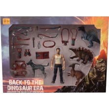MEGA Erkek Figürlü 3 Dinozorlu ve Aksesuarlı Oyun Seti
