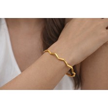 Zikzak Ajda Bilezik Altın Kaplama