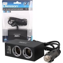 Prativas Olesson 1522 12-24V Tek USB Girişli 120W 80CM Kablolu 2'li Araç Çakmak Çoklayıcı