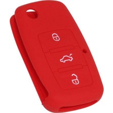 Kırmızı Silikon Kontak Anahtar Kılıfı Vw Caddy, Golf 5, Transporter, Polo, León, Toledo