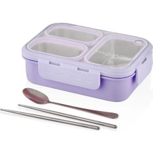 Vagon Çelik Beslenme Kutusu Lunch Box Paslanmaz 620 Ml Mor Xc-7097