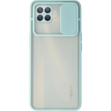 Prativas Reno 4 Lite Kılıf Palm Buzlu Kamera Sürgülü Silikon - Turkuaz