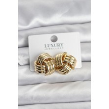 Ebijuteri Pirinç Sarmal Gold Renk Kadın Küpe