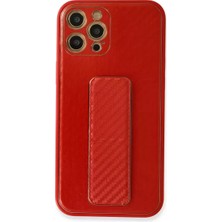 Prativas Iphone 12 Kılıf Coco Karbon Standlı Kapak - Kırmızı