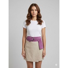 Yılday Gür Butik Lilac El Yapımı Nubuk Deri Tasarım Kemer