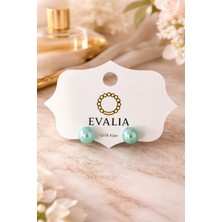 Evalia Turkuaz Inci Küpe Paslanmaz Çelik 8mm