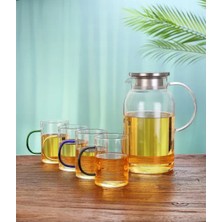 Prativas Borosilikat Cam Sürahi 4'lü Fincan Seti