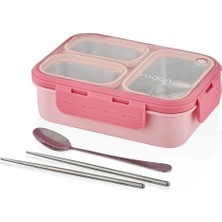  vagon çelik beslenme kutusu lunch box paslanmaz 620 ml pembe xc-7097