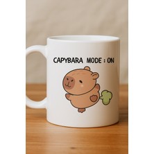 Lims Store Capybara Mode On Yazılı Komik Tasarım Kupa Model 238 Sevimli Baskılı Seramik Kahve Kupası