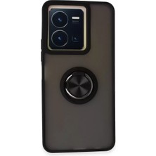 Sh Ticaret Y36 Kılıf Montreal Yüzüklü Silikon Kapak - Siyah