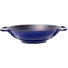 Nishev.com Evini Sev Sürel Wok Tava 35 cm Koyu Mavi Demir Döküm