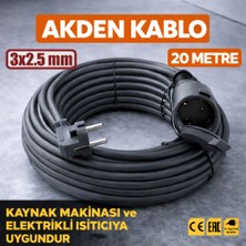 Akden Kablo 20 Metre 3x2,5mm Uzatma Kablosu Tam Kesit Kaynak Makinası Kullanıma Uygundur